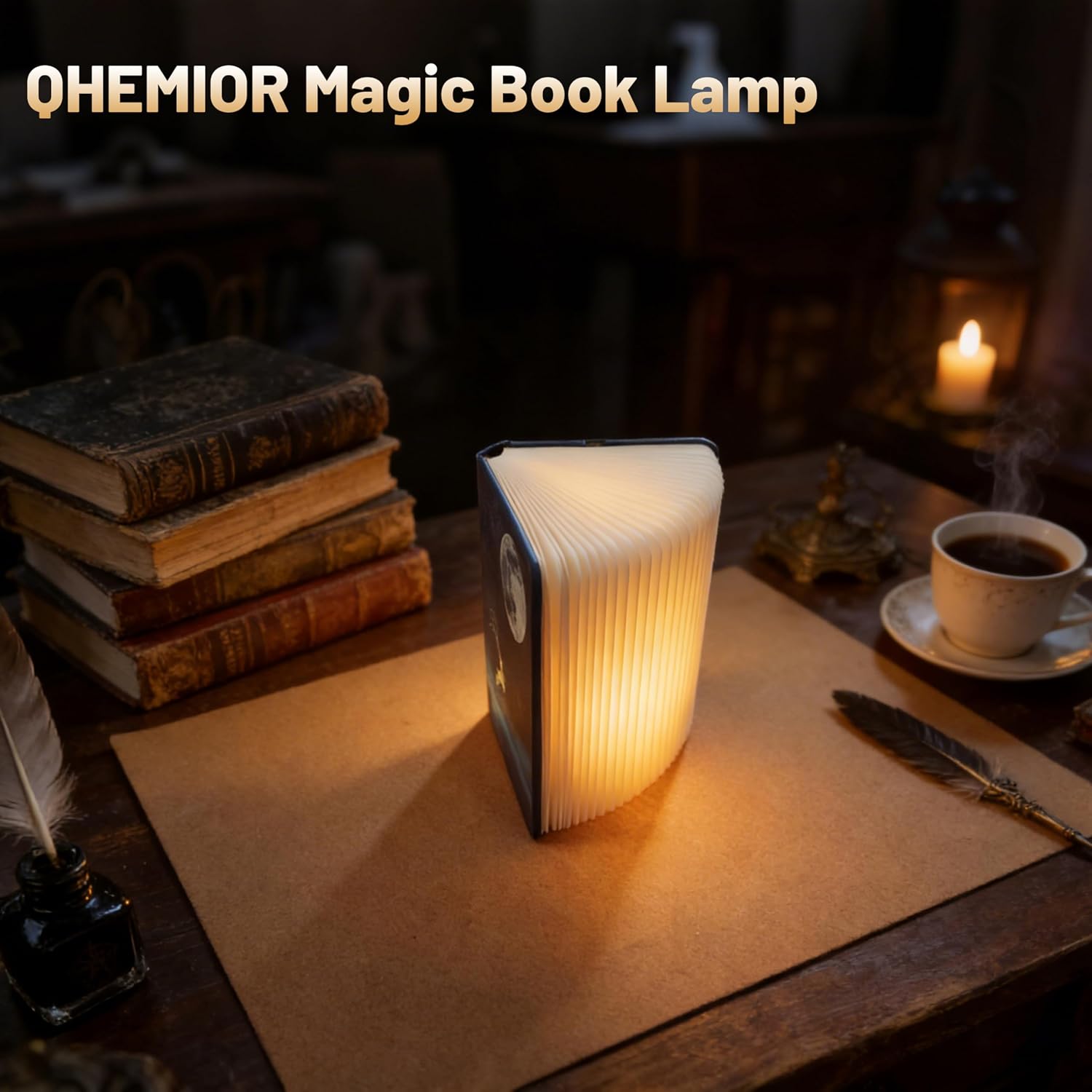 Magic Book Night Light – Offline Voice Control, 28 Soothing Sounds & White Noise, 4-Color Dimmable LED, Rechargeable Portable Decor, Unique Fantasy Gift for Book Lovers Adults