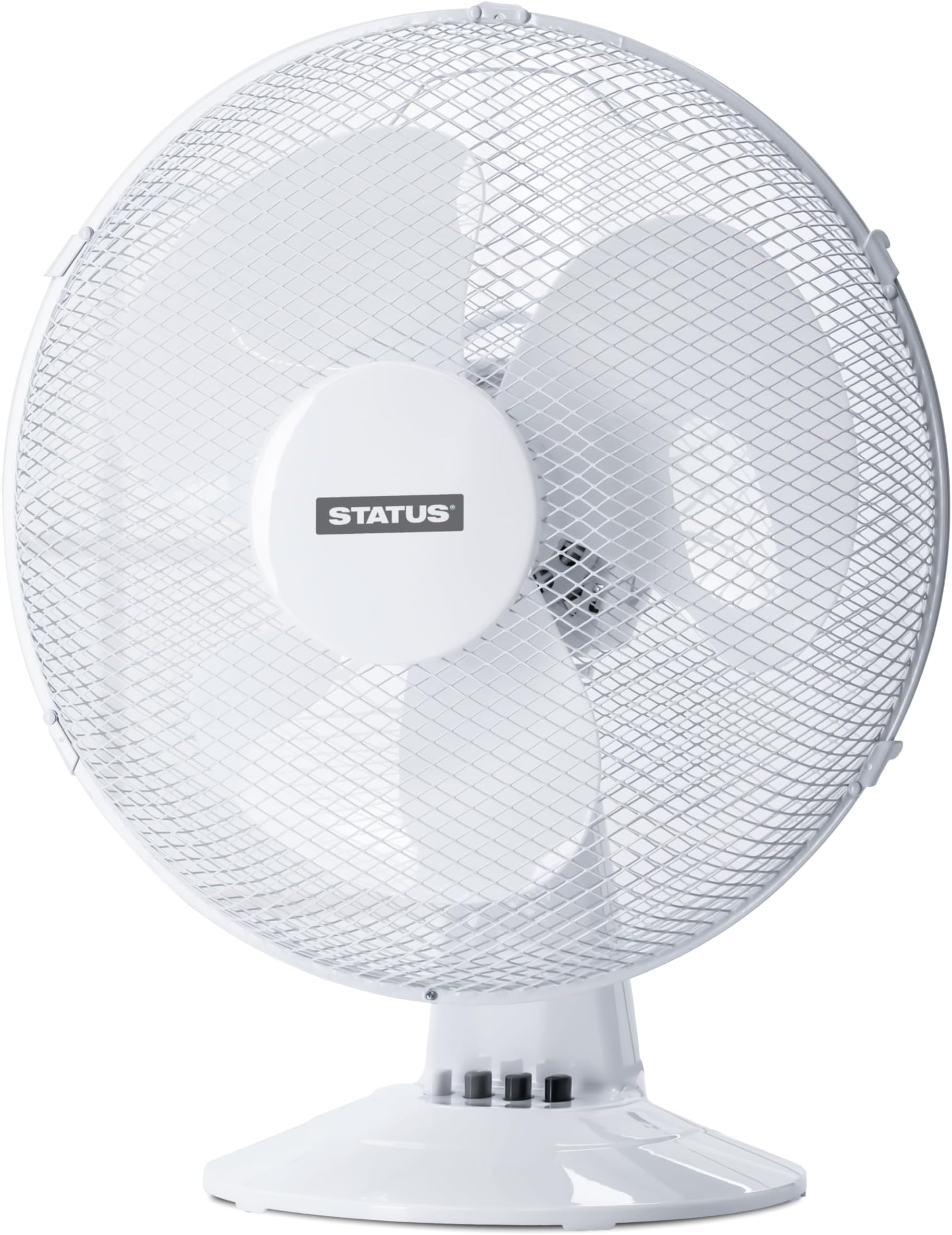 Status 16 inch Oscillating portable Desk Fan | 3 Speed Adjustable Angle Fan | White | S16DESKFAN1PKB