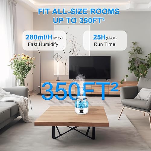 Miniatura 3 de Humidificadores para dormitorio, humidificadores ultrasónicos de niebla fría de 3 litros para el hogar, guardería y plantas, humidificador de aire