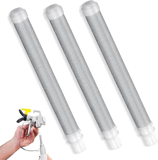 acdokuk 3 Pieces 60 Mesh Airless Paint Sprayer Filter, Stainless Steel Fine Mesh Airless Spray Filters, Replacement Nozzle Guard, for Spray Machine Accessories, White filter