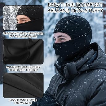 Balaclava Ski Mask, Balaclavas for Men, Motorcycle Balaclavas, Waterproof Balaclava Hoodie, MTB Accessories, Military Equipment, Snood for Men, Black Ski Mask