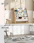 CHOEZON 6-Tier Kids Bookshelf, Sling Kid Bookcase, Large Capacity Book Organizer, Book Shelf for Kids Room, Magazine Storage Rack, for Bedroom, Nursery, Playroom, White and Natural MCW07WB