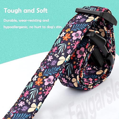 Miniatura 3 de Faygarsle Collar de algodón para perros de diseño de flores lindas para hembras pequeñas, medianas y grandes con dijes de flores moradas, M