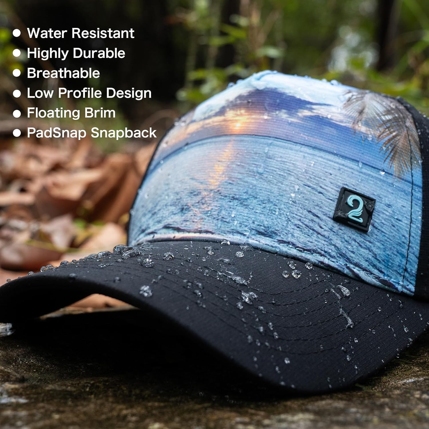 Puddles 2 Oceans Beach High Ponytail Trucker Hat for Women, Water Resistant Hiking Hat, Womens Baseball Cap