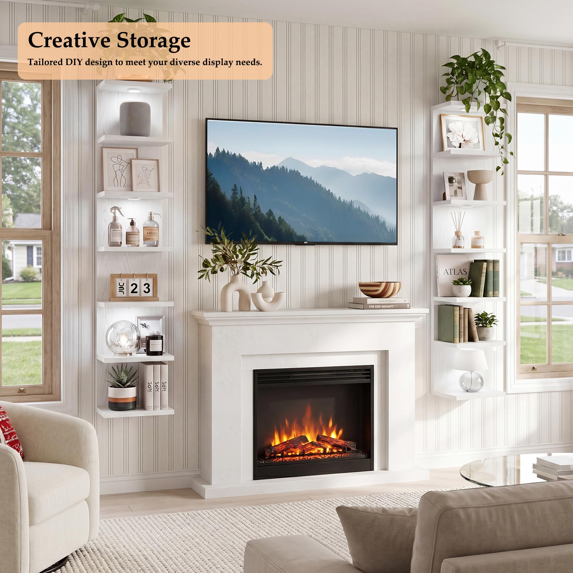 Best Lack Wall Shelf Picks for 2026 2 HONGOUZWL 7-Tier Floating Shelves for Wall, Corner Shelf with LED Lights Lack Sh — product photo