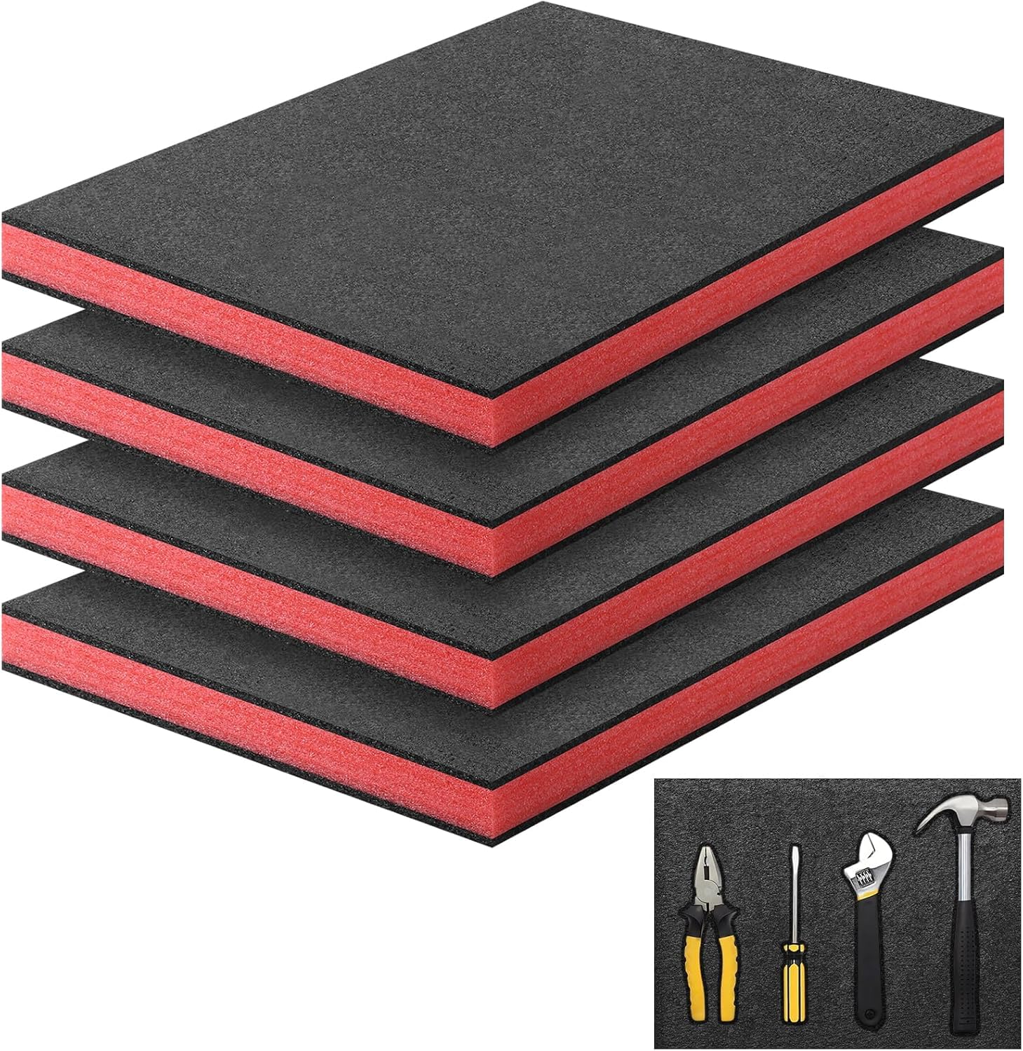 Storystore Schaumstoff Zuschnitt 4 Stück, 40 x 30 x 4cm Werkzeugkisten Schaumstoff Polyethylenschaumstoff Schaumstoffeinlage Werkzeug Kamerakoffer Werkzeugkoffer Schaumstoffplatte