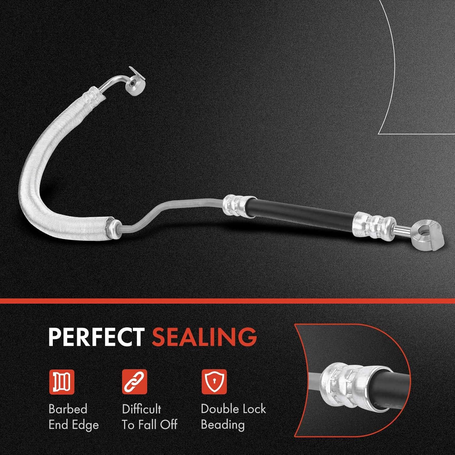 A-Premium Power Steering Pressure Hose Line Assembly Compatible with Ford Edge & Lincoln MKX, 2007 2008 2009 2010, 3.5L, with Washer & Aluminum Foil Sheath, Pump To Gear/Rack Pinion