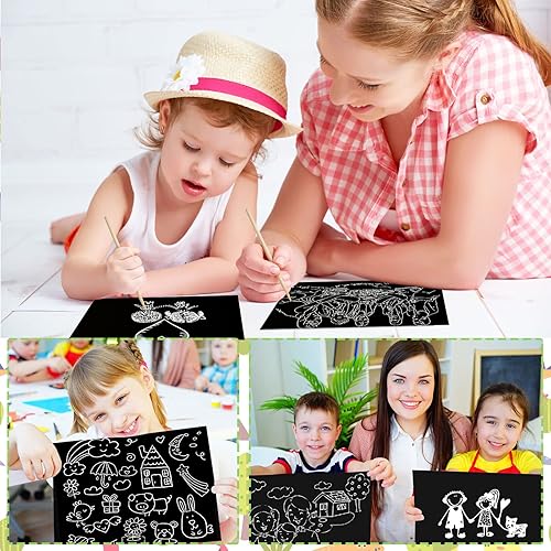 Miniatura 2 de Gersoniel Juego de arte de papel para rascar para adultos, kits de manualidades de 7.2 x 5 pulgadas, papel negro para rascar, suministros de arte