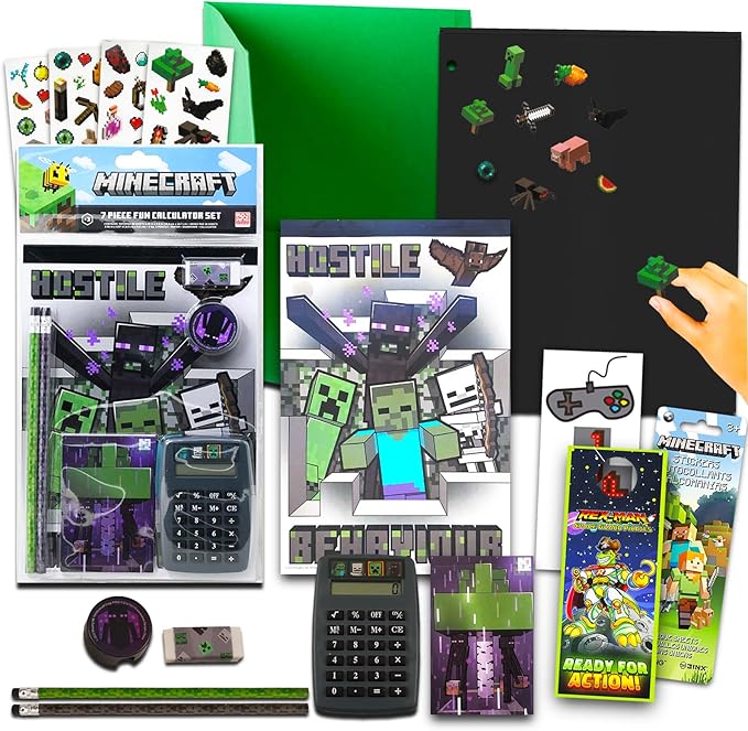 Minecraft School Supplies Value Pack 9 Pc Bundle with Minecraft Folders, Notebook