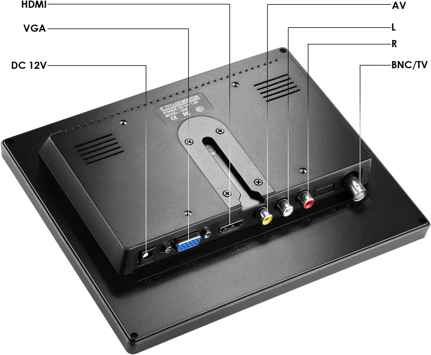 Арткы view of Neewer NW801H monitor showing input ports