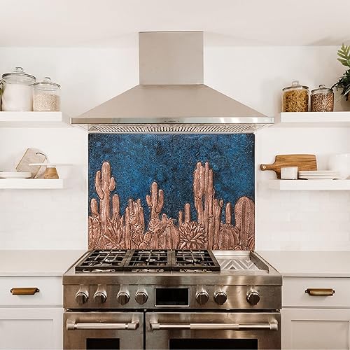 Miniatura 5 de Kitchen Backsplash, Southwestern Symbol Cactus Copper Backsplash, Custom Copper Backsplash Panel, Handmade Copper Backsplash Tile, Indoor Outdoor
