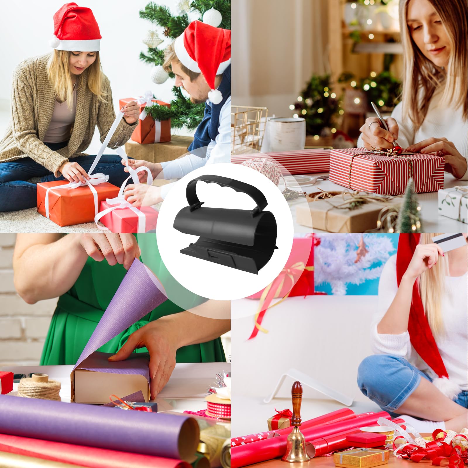 MisFun Coupe Papier Cadeau - Massicot Rouleau Emballage Avec Lame, Pratique Pour Noël Anniversaire Mariage (Noir)