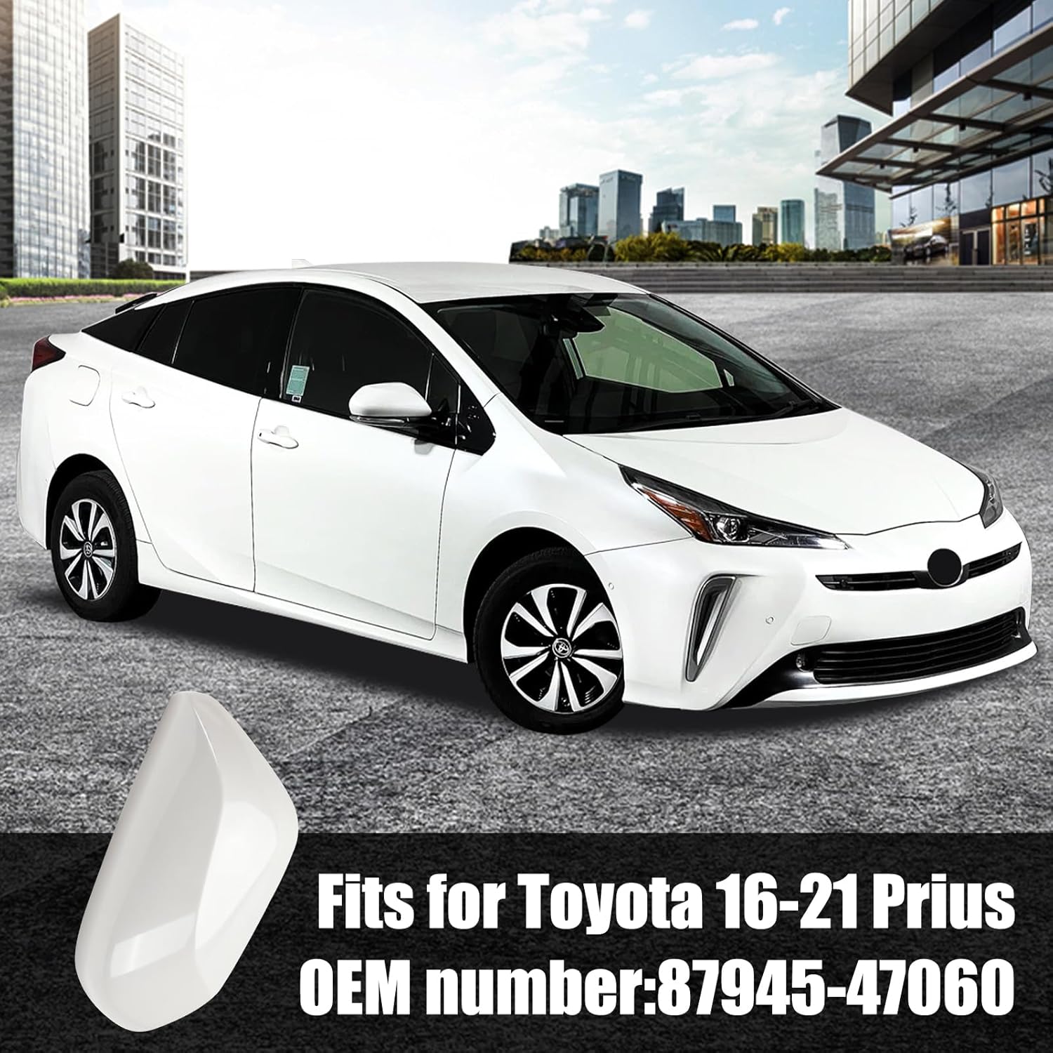 Left Driver Side Car Mirror Cap Cover Compatible with Toyota Prius 2016 2017 2018 2019 2020 2021, Direct Replacement, 87945-47060, White