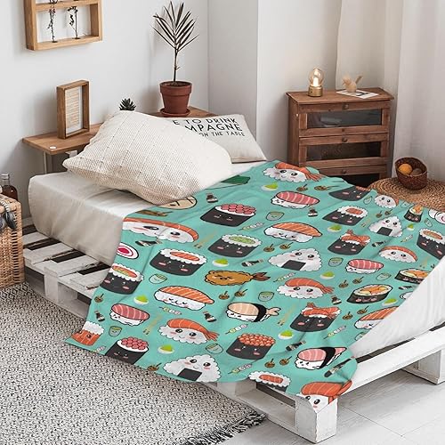 Miniatura 7 de Manta de sushi para regalo, manta de franela ultra suave y acogedora, manta de forro polar ligera y mullida, manta de felpa cálida para sofá, cama,