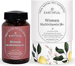 Earthful Multivitamin for Women | 100% Plant, Non-Synthetic | With Biotin, Zinc, Vitamin C, D3 for Immunity, Hair, Skin, Bones & Overall Wellness | 60 Capsules