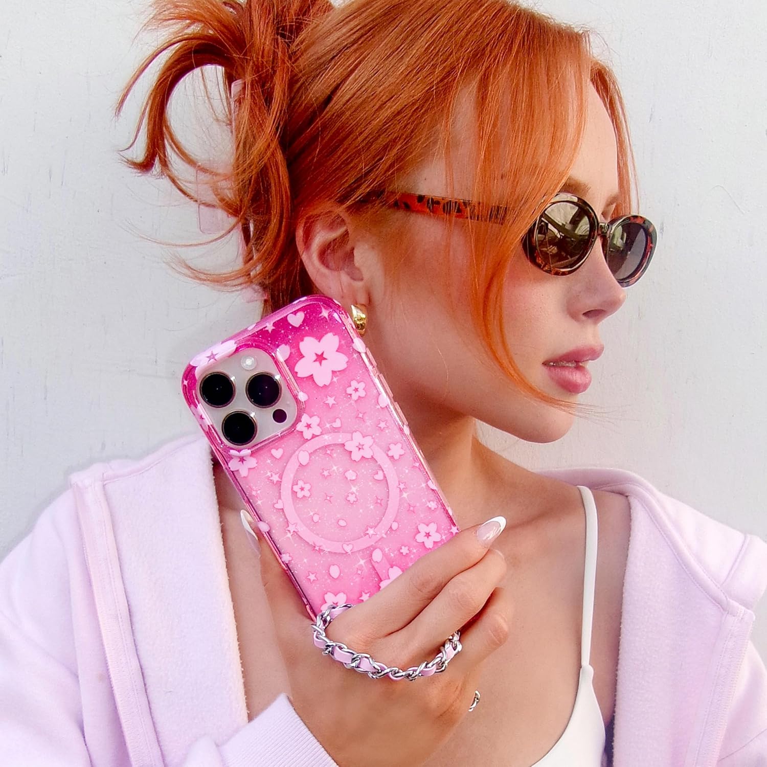 VELVET CAVIAR for iPhone 13 Pro Case Pink Glitter - Compatible with MagSafe - 10ft Drop Tested - Cherry Blossom Floral Summer Spring - Image 3