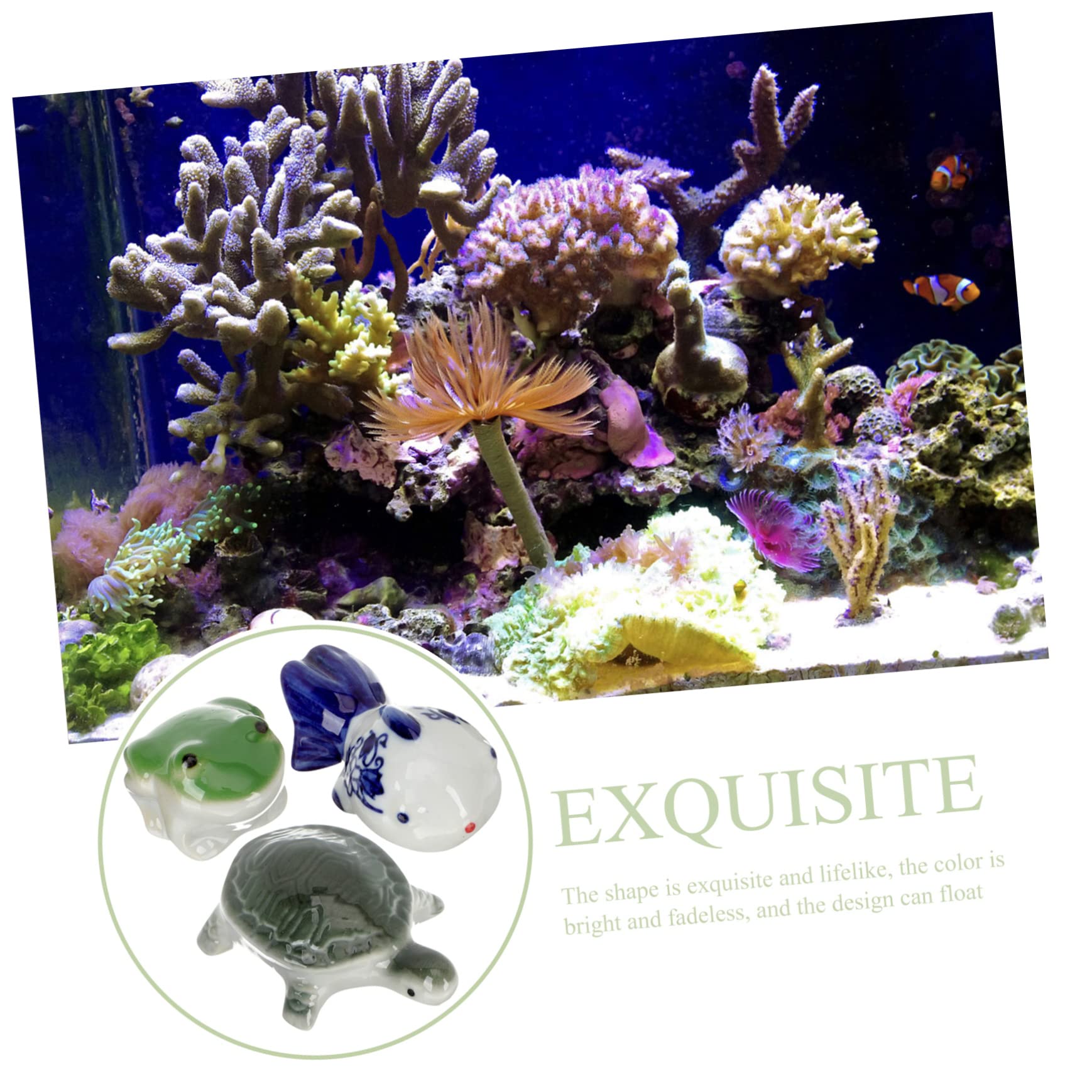 Happyyami 6stücke Schwimmende Fisch Tank Dekoration Keramische Frosch Und Schildkröte Figuren Für Aquarium Niedliche Tier Ornamente Für Lebendige Aquariengestaltung