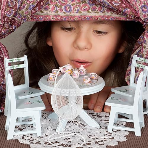 Miniatura 3 de ibasenice Silla giratoria en miniatura para casa de muñecas, adorno de paisaje de casa de muñecas, muebles en miniatura, silla colgante