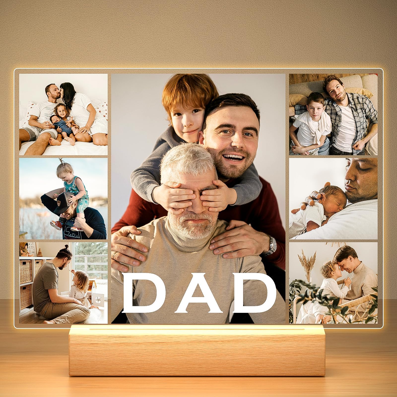 Personalised Birthday Gifts for Men, Personalised Picture Frame with Photo, Personalised Photo Frame with Night Light, Custom Picture Frames