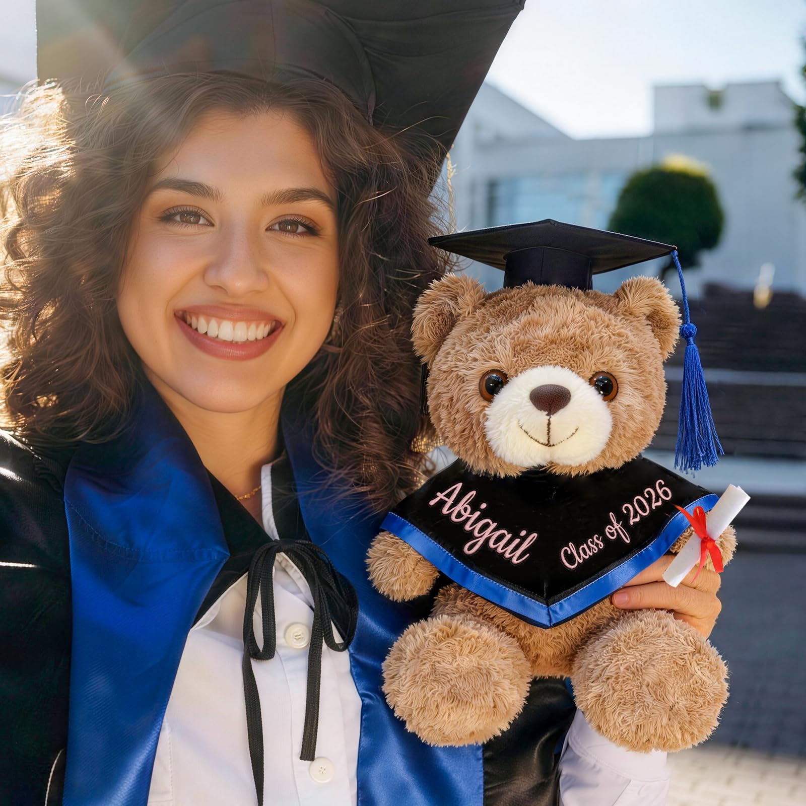OELTTG 10'' Personalized Graduation Teddy Bear Gifts 2026 - Custom Name & Text, Graduation Gift for Her/Him, Kindergarten, High School & College Graduation Plush Bear with Cap & Diploma - 2