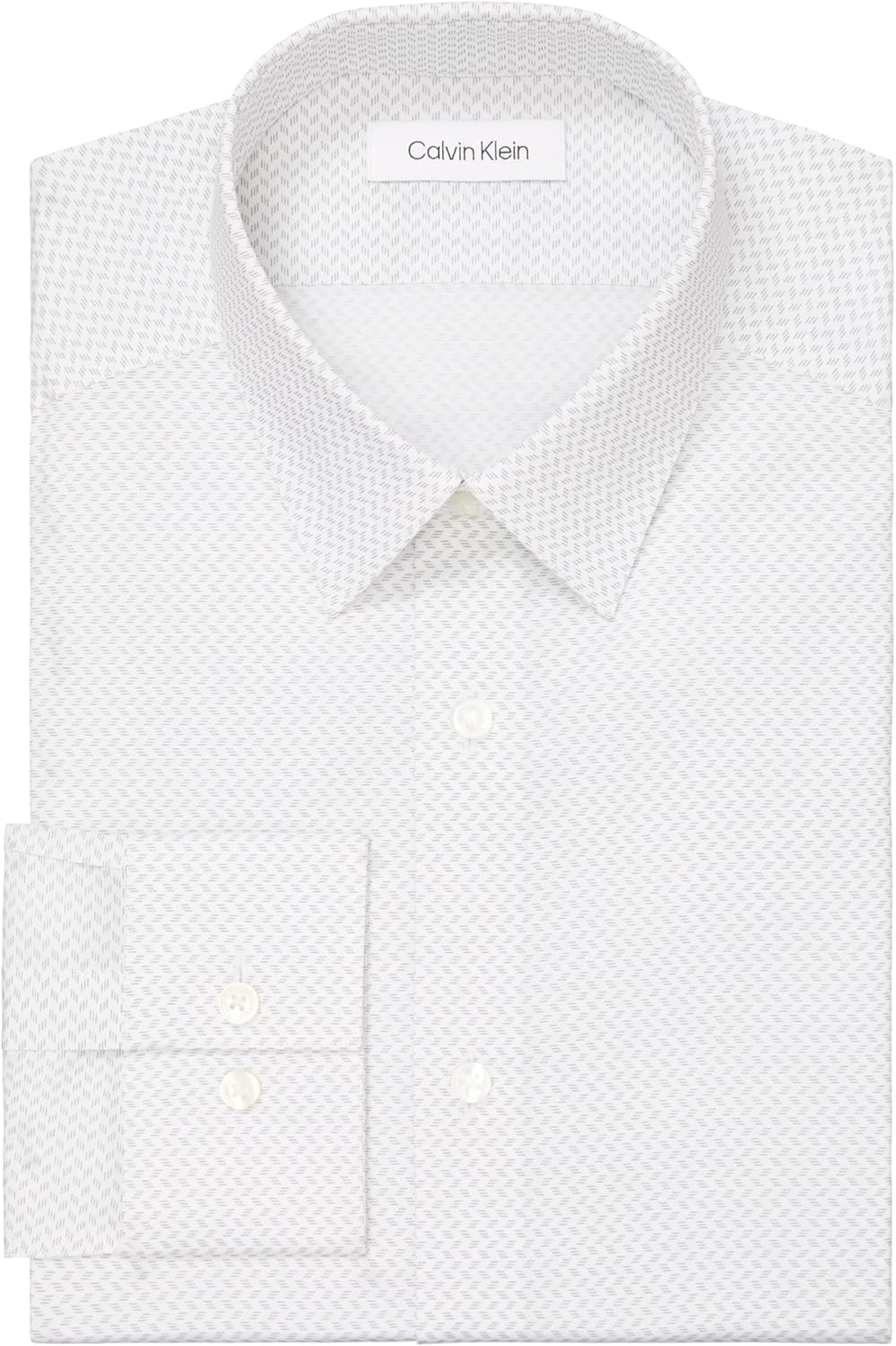 Calvin Klein Men's Dress Shirt Slim Fit Non Iron Stretch Print Grey - Image 3