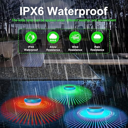Miniatura 4 de morxinle Luces solares flotantes para piscina, luces de piscina flotantes RGB que cambian de color para piscina, accesorios de piscina LED