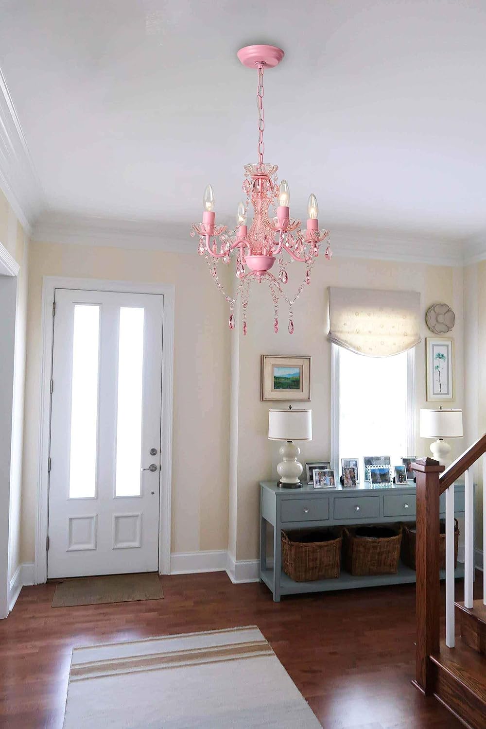 Pink Chandelier Small Crystals Pendant Lighting Classic Acrylic Chandelier 4light Chandeliers for Bedroom