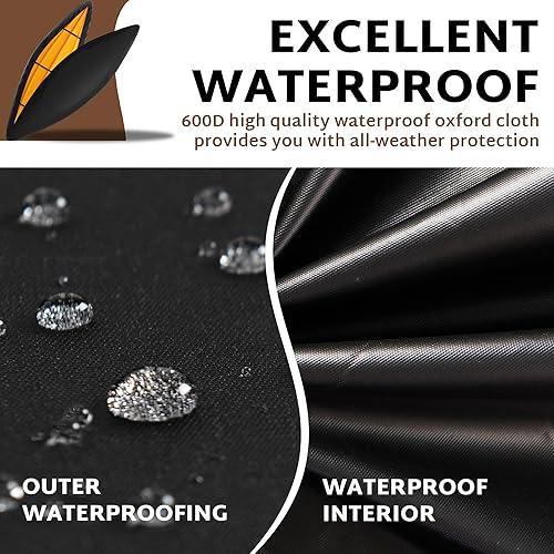 Miniatura 6 de iBirdie Funda para kayak de 9.5 a 10.4 pies, impermeable, resistente a la intemperie, 600D, cubierta de almacenamiento de kayak para exteriores e