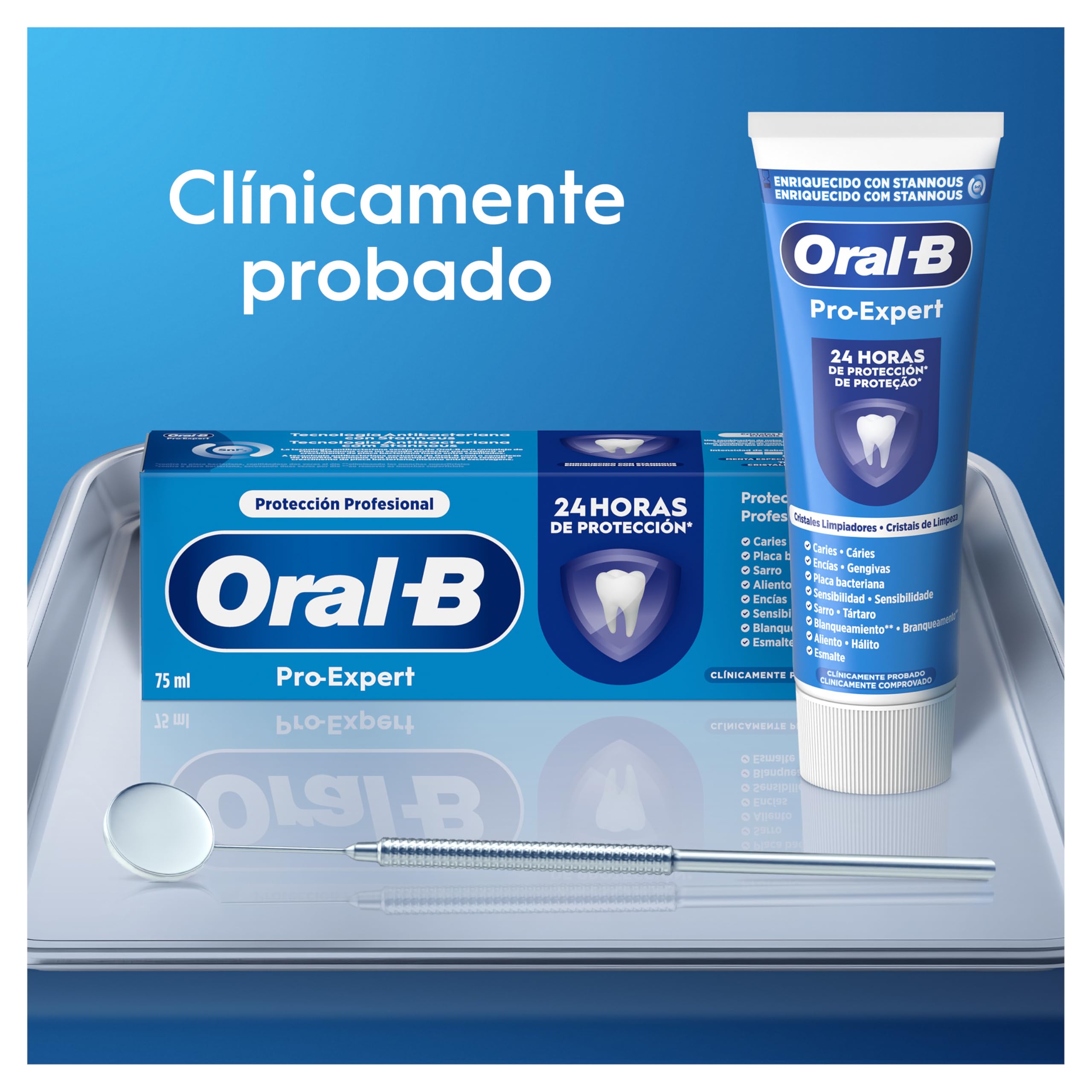 Oral-B Pro-Expert Protección Profesional Pasta De Dientes, Pack Ahorro 2x75 ml - Dentífrico con Fluoruro de Estaño, Ayuda con Problemas de Encías, Placa, Sarro Y Sensibilidad, Sabor a Menta Fresca