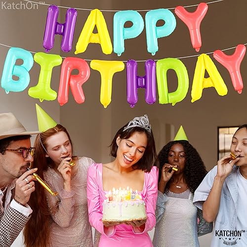 Miniatura 3 de KatchOn, Globos de feliz cumpleaños en forma de dona  16 pulgadas  Cartel de globos de feliz cumpleaños para decoraciones de cumpleaños para mujeres