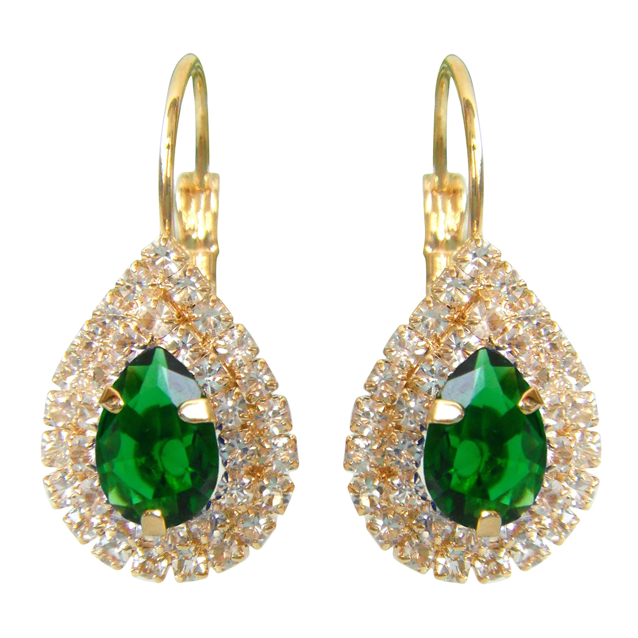 Orecchini A Cerchio Navachi Con Cristalli Bianchi E Zircone A Goccia – Placcatura Oro 18k, Elettroformati, Regalo In Confezione Elegante - 2