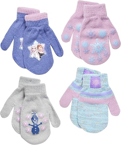 Disney Frozen - Paquete de 4 guantes o mitones para niñas (niños pequeños)