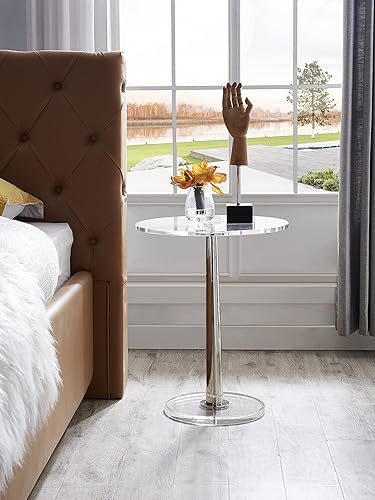 Miniatura 16 de Mesa de acrílico transparente con poste de metal cono (pequeño, plateado) plateado (Mirror Silver),Oro cepillado,https://www.amazon.com/dp/undefined