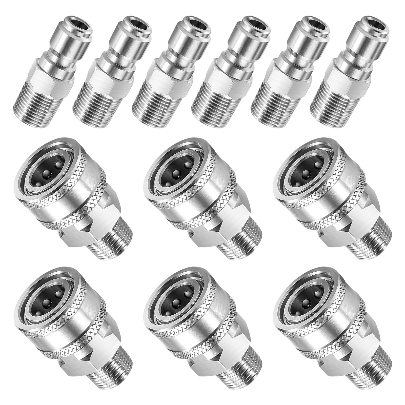 Tsophreniq Men's Outer Wire Set 12Pcs Stainless Steel Couplers 3 / 8Inch Pressure Washer Adapter Pressure Washer Connecting Plug Coupler And Fe Connector