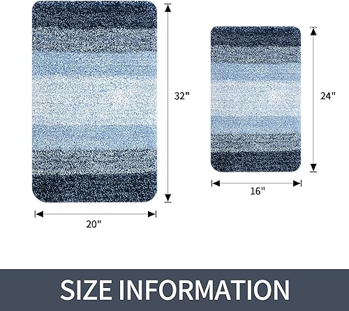 Miniatura 2 de Gibelle Tapete de baño de lujo, tapete de baño lanudo de microfibra extrasuave y absorbente, antideslizante y grueso, lavable a máquina, para suelo