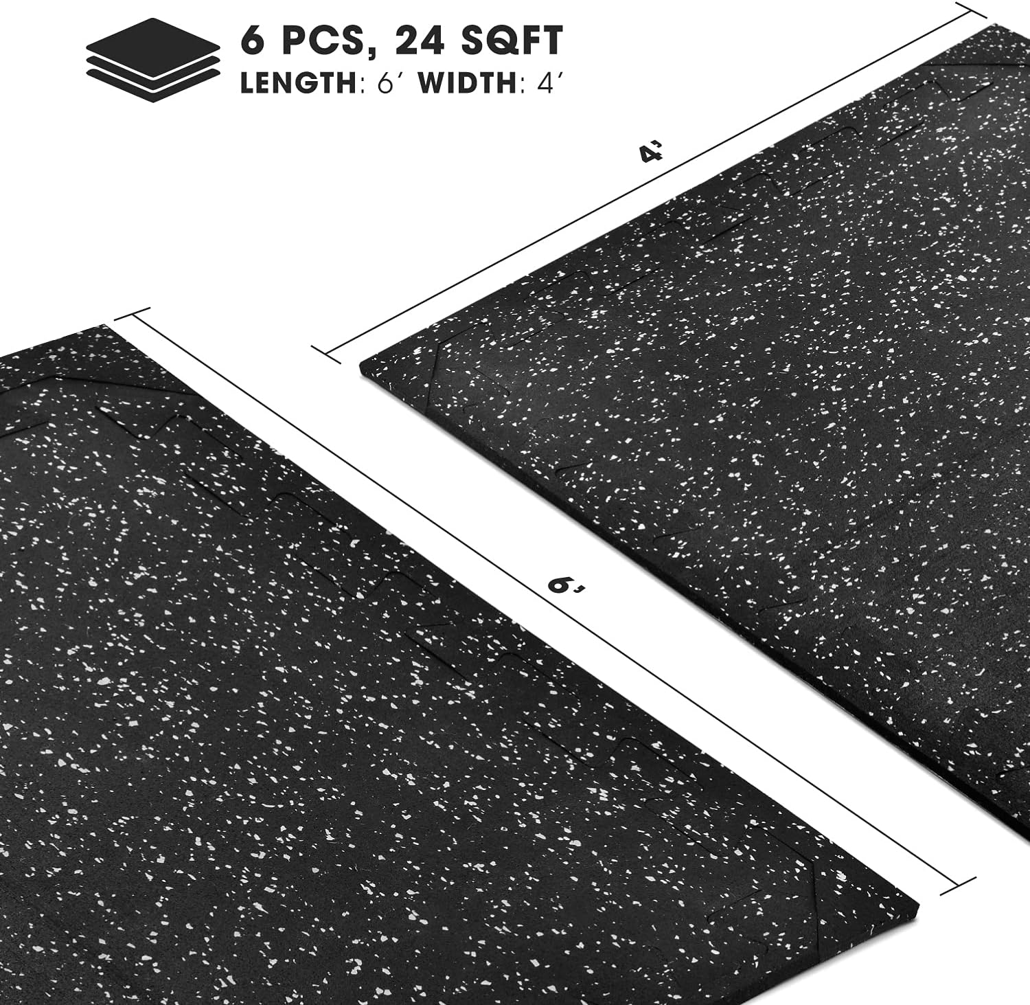 Yes4All Heavy Duty 100% High Density Rubber Floor Tiles Interlocking Mat