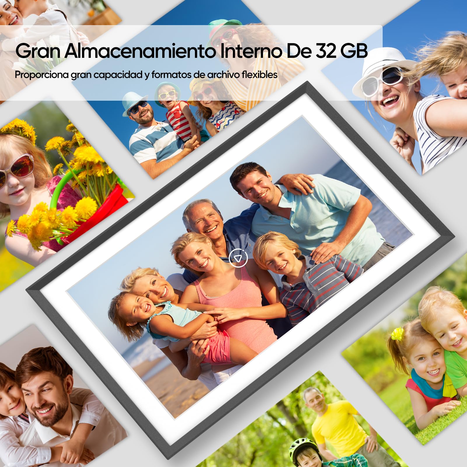 ARZOPA Marco de Fotos Digital WiFi 15,6 Pulgadas 1920x1080 32GB Pantalla Táctil IPS FHD de Rotación Auto Frameo Marcos Digitales de Fotos Inteligente Soporte de Foto/Música/Video/Alarma