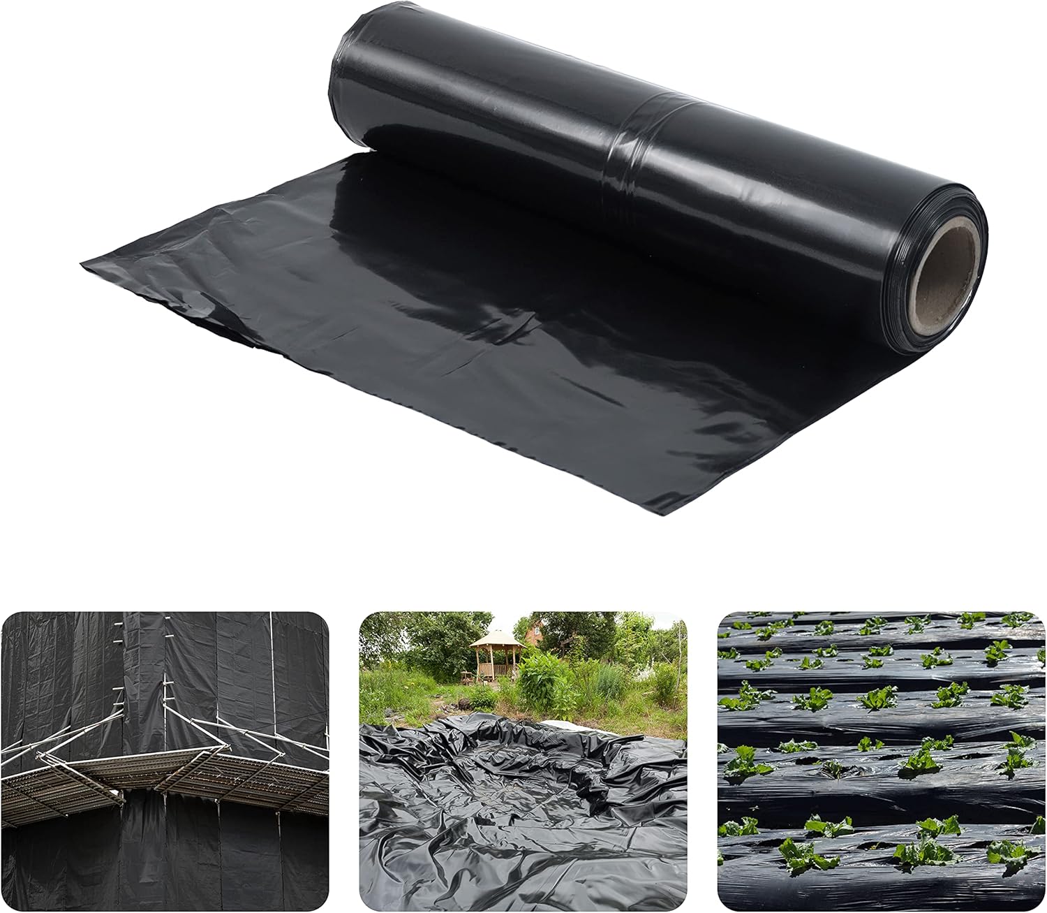 Fencer Wire 4 mil Black Plastic Sheeting, Roll of Heavy-Duty Plastic Sheet, Polyethylene Vapor Barrier Plastic Sheeting, Black Painters Tarp, Black Plastic Tarp, Multi-Purpose, 3' x 100'
