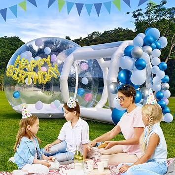 Bubble House Inflatable Bubble House Inflatable Bubble Dome with Fan & Pump Diameter Garden Tent Waterproof Commercial Grade PVC for Outdoor Camping Party (White, 118 Inch)