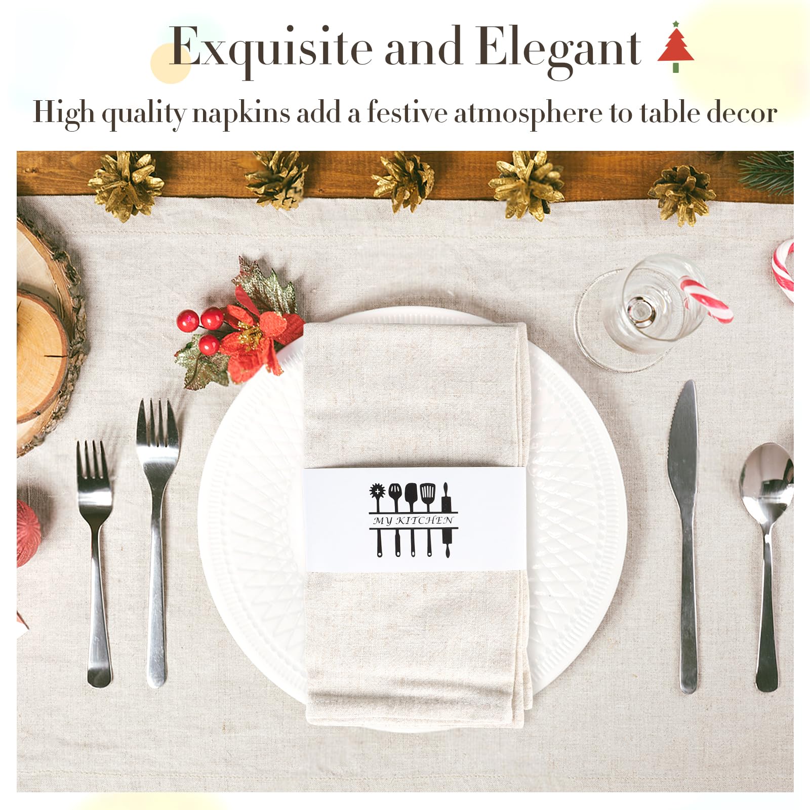 Set da 6 tovaglioli in lino, Tovaglioli riutilizzabili in tessuto, Lavabili in cotone 40x40 cm per eventi e uso domestico (malva chiaro, beige, bianco, senape, rosa cipria, verde pisello)
