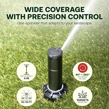Rain Bird 5000 Rotor with Nozzle Tree 4 Pack (5000RCTREE) + Rotor Screwdriver Tool (CPRTOOL) - 3/4 inch Inlet for Water Efficient 4 inch Pop Up, Adjustable 40 - 360 Degree Arc & 25 - 50 ft Radius