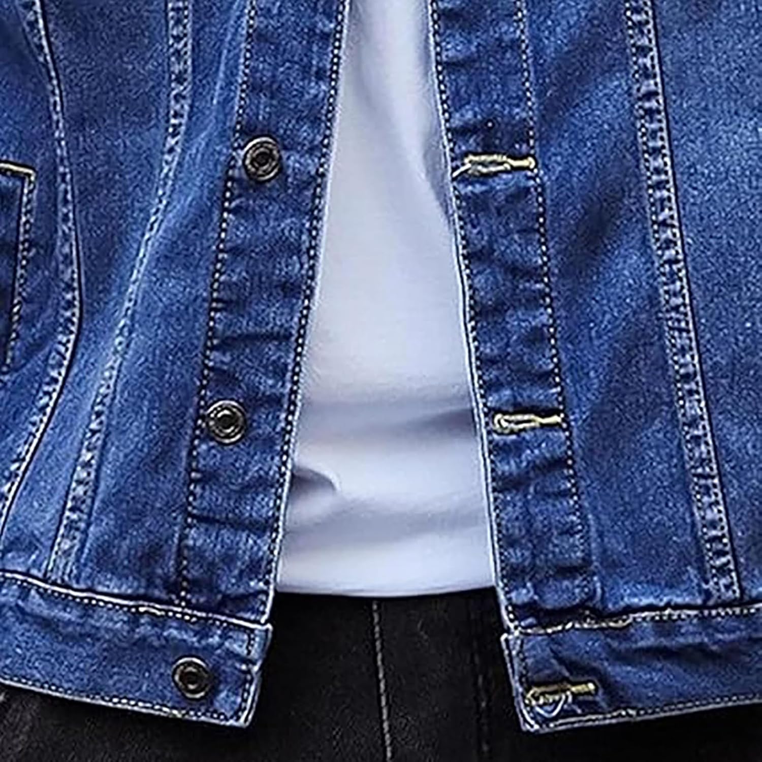 Men's Denim Jackets Long Sleeve Button Down Trucker Moto Coats Vintage Distressed Dye Tie Performance Jean Jacket