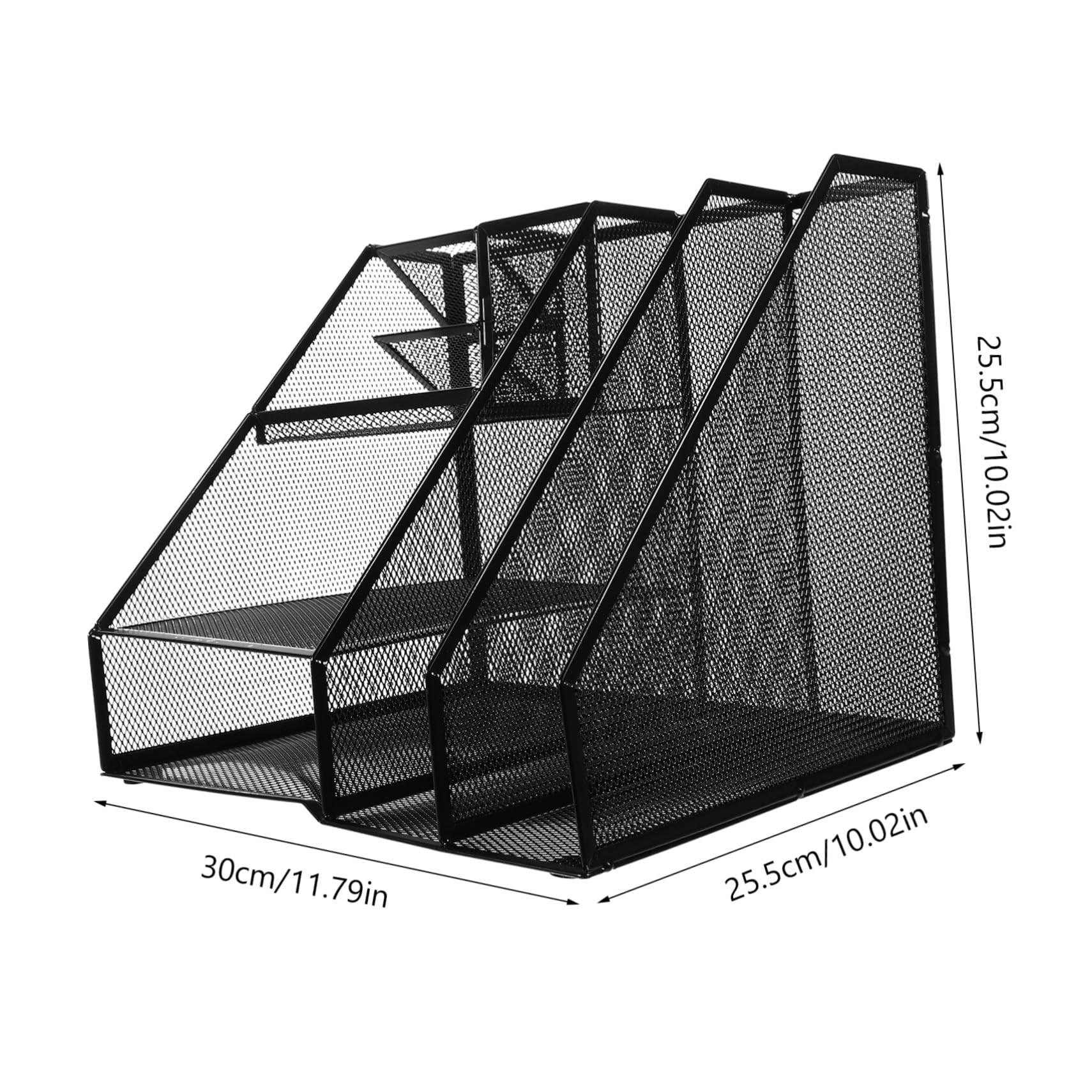 Sosoport Mesh Datei organizer aus Metall mit Zwei Fächern und Drei Links Platziertem Stiftehalter Robuster Büro aufbewahrung für Magazine Schwarzer Desktop Ablage für Büro und Schreibtisch