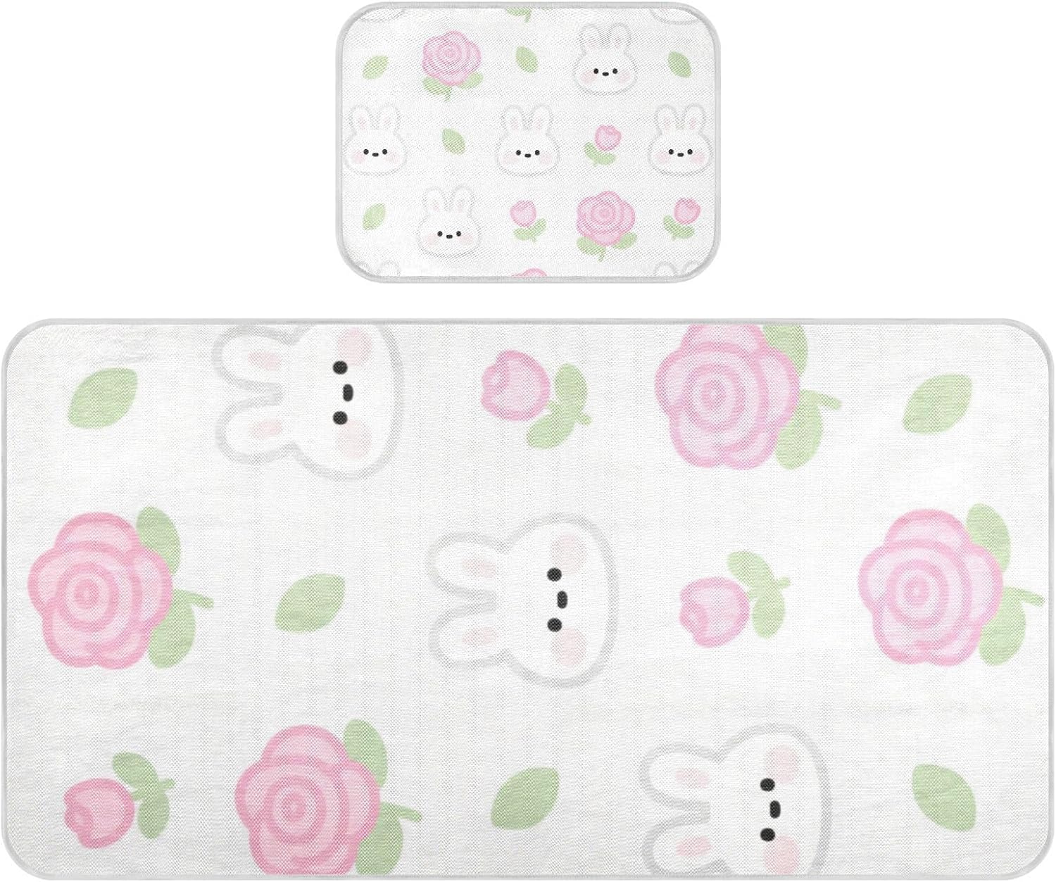 Cute Cartoon White Rabbits Cooling Baby Crib Mattress pad 28" x 52" Breathable Bed Pads for Adults for Baby&Toddler