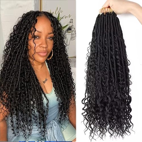Rastas Bohemias de Río Falsas de Cabello de Ganchillo para Mujeres Negras - 20 pulgadas Rastas de Diosa de Cabello de Ganchillo con Puntas Rizadas 8