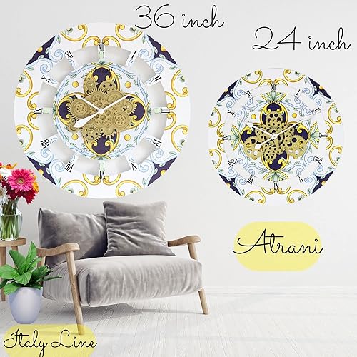 Miniatura 6 de The Gears Reloj redondo de 36 pulgadas con engranajes móviles reales Colección Italia (Atrani)