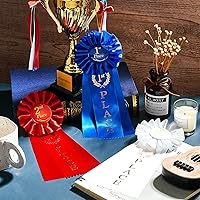 Vista 4 de MTLEE Juego de cintas de premio, 1er lugar, cinta de roseta, ganadora del premio Gran Primer Segundo Tercer Lugar, Cintas de Victoria