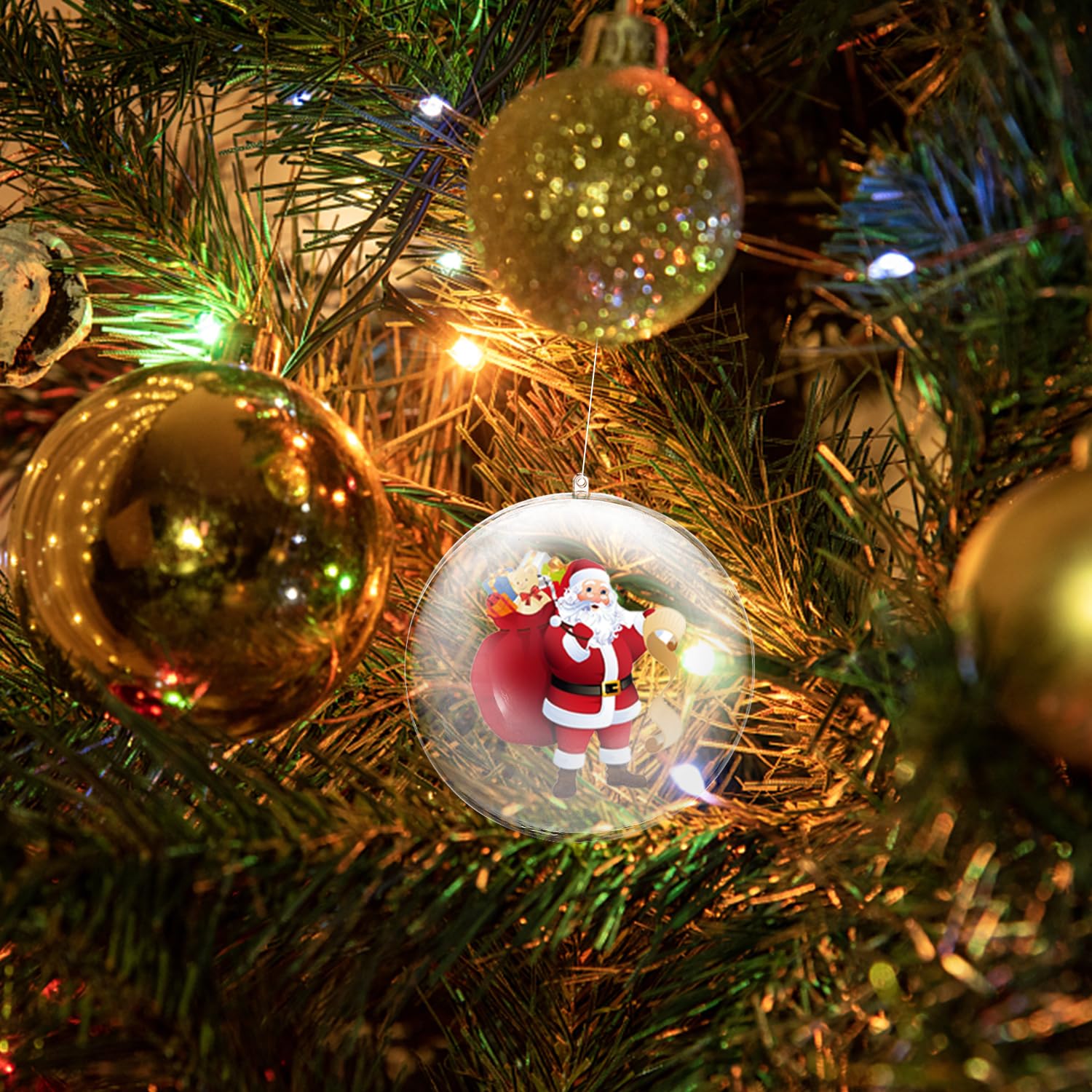 10 Pezzi Palline Di Natale Trasparenti 4cm - Sfere In Plastica Riutilizzabili Per Decorazioni Fai Da Te, Da Riempire Con Caramelle E Foto, Addobbi Albero - 4