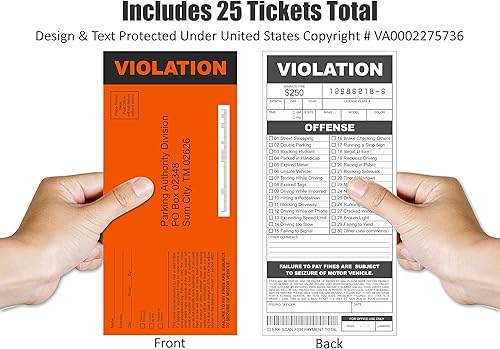 Miniatura 2 de Broma de boletos de estacionamiento falsos cantidad 25 broma de violación de estacionamiento citas divertidas de tráfico policial y seguridad de