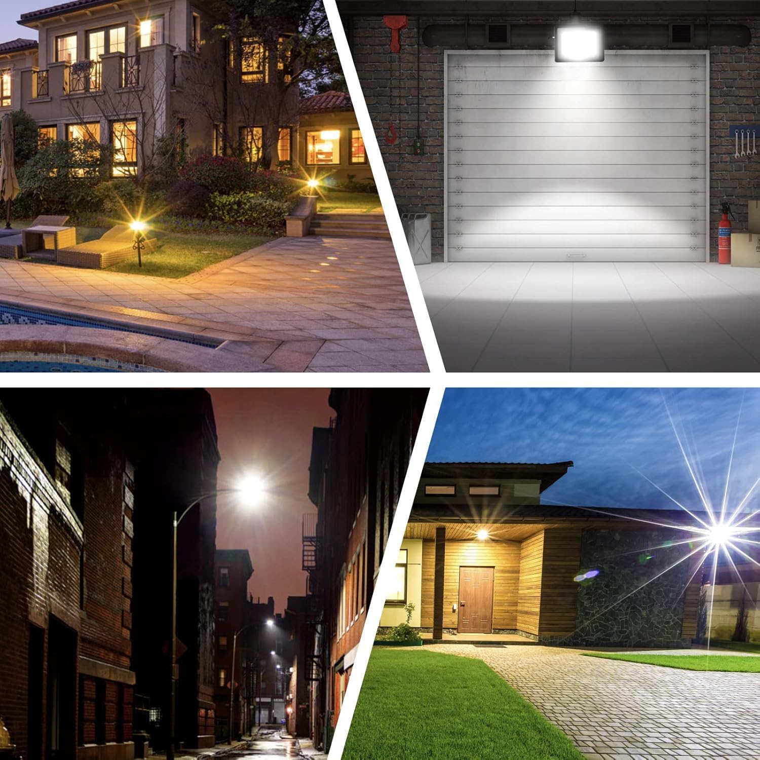 600W LED Außenstrahler, 60000LM 6500K IP66, 1 Stück | 60000LM superhell, 6500K Kaltweiß, IP66 wasserdicht, Alu-Gehäuse, 50000h, 80% sparend, für Garten/Garage/Hotel/Sportplatz